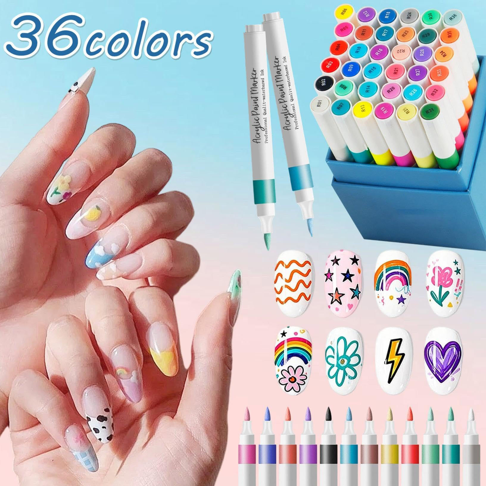 36-Colour Nail Art Pen Set