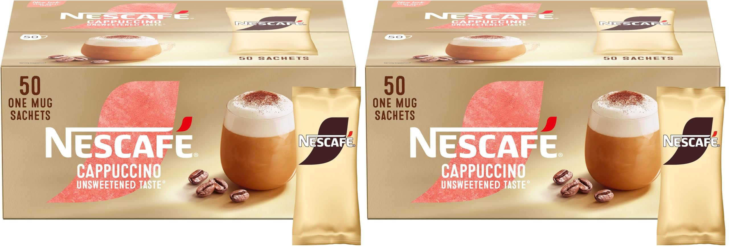 NESCAFÉ Gold Cappuccino Unsweetened Instant Coffee Sachets – 100 Pack