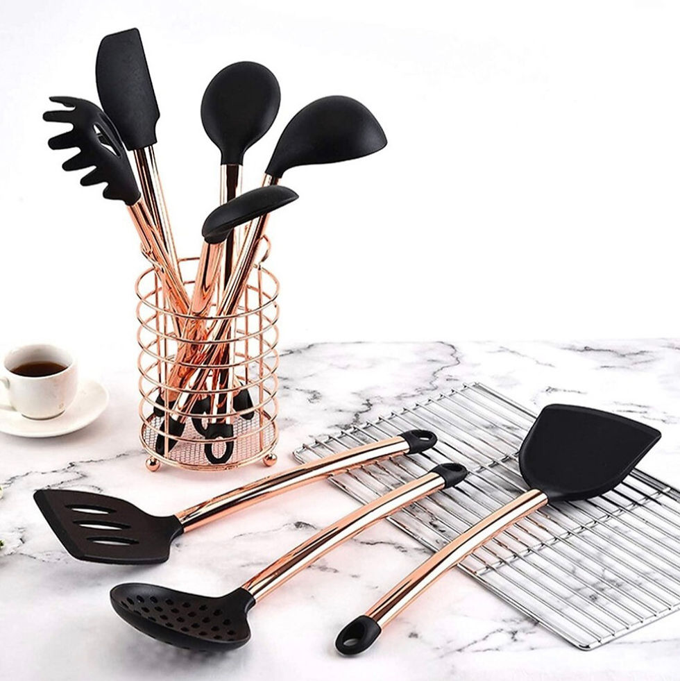 Thumbnail: 10 Piece Silicone Kitchen Utensil Set with Copper-Plated Handles