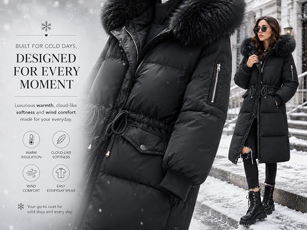 Thumbnail: Women’s Green Fur Hooded Puffer Coat
