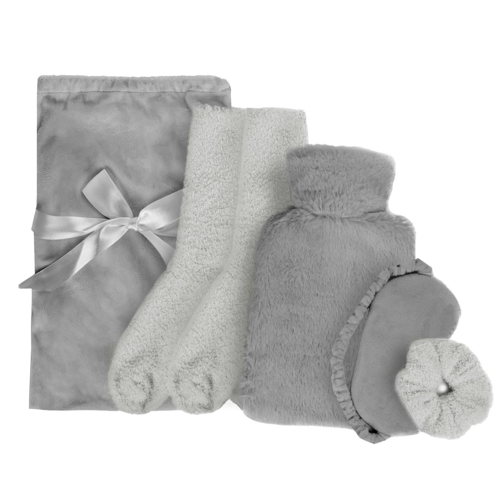 Charcoal Grey Hot Water Bottle Gift Set – 5 Piece Cosy Winter Set
