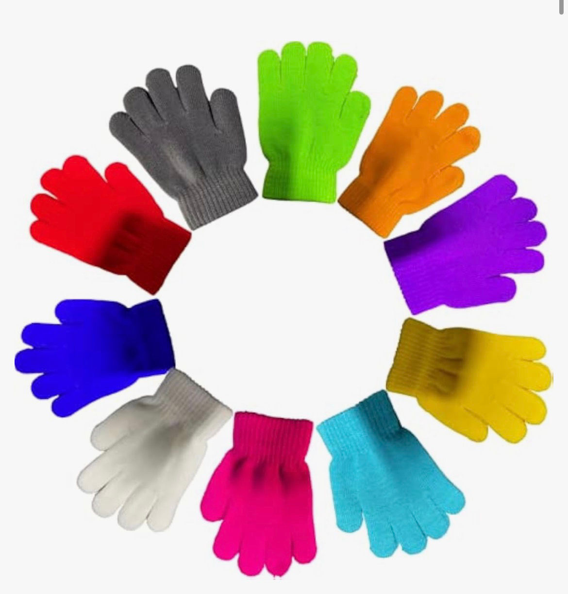 Kids Magic Stretch Gloves – 10 Pairs Mixed Colours