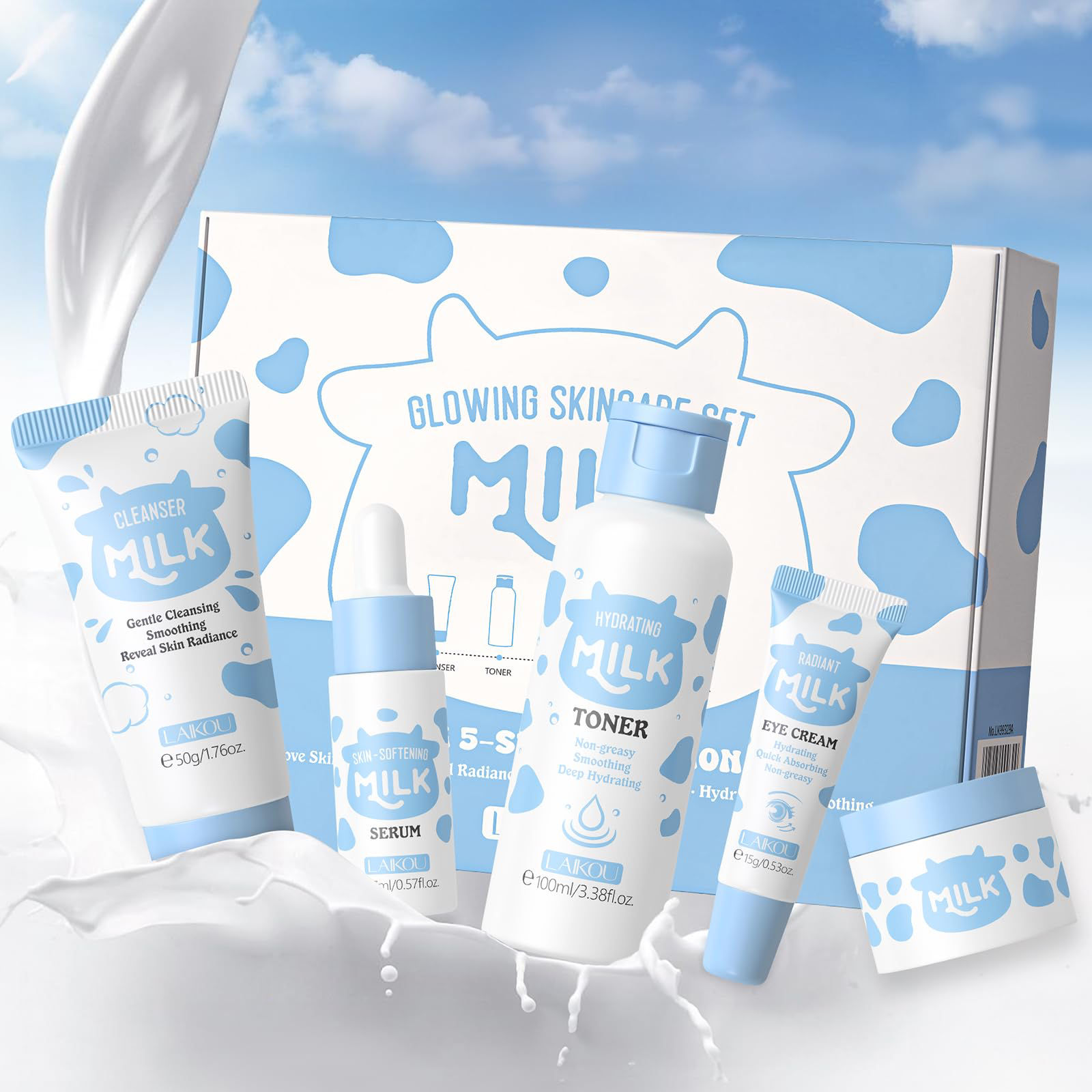 LAIKOU Milk Skincare Set – 5 Piece Nourishing Skincare Gift Set