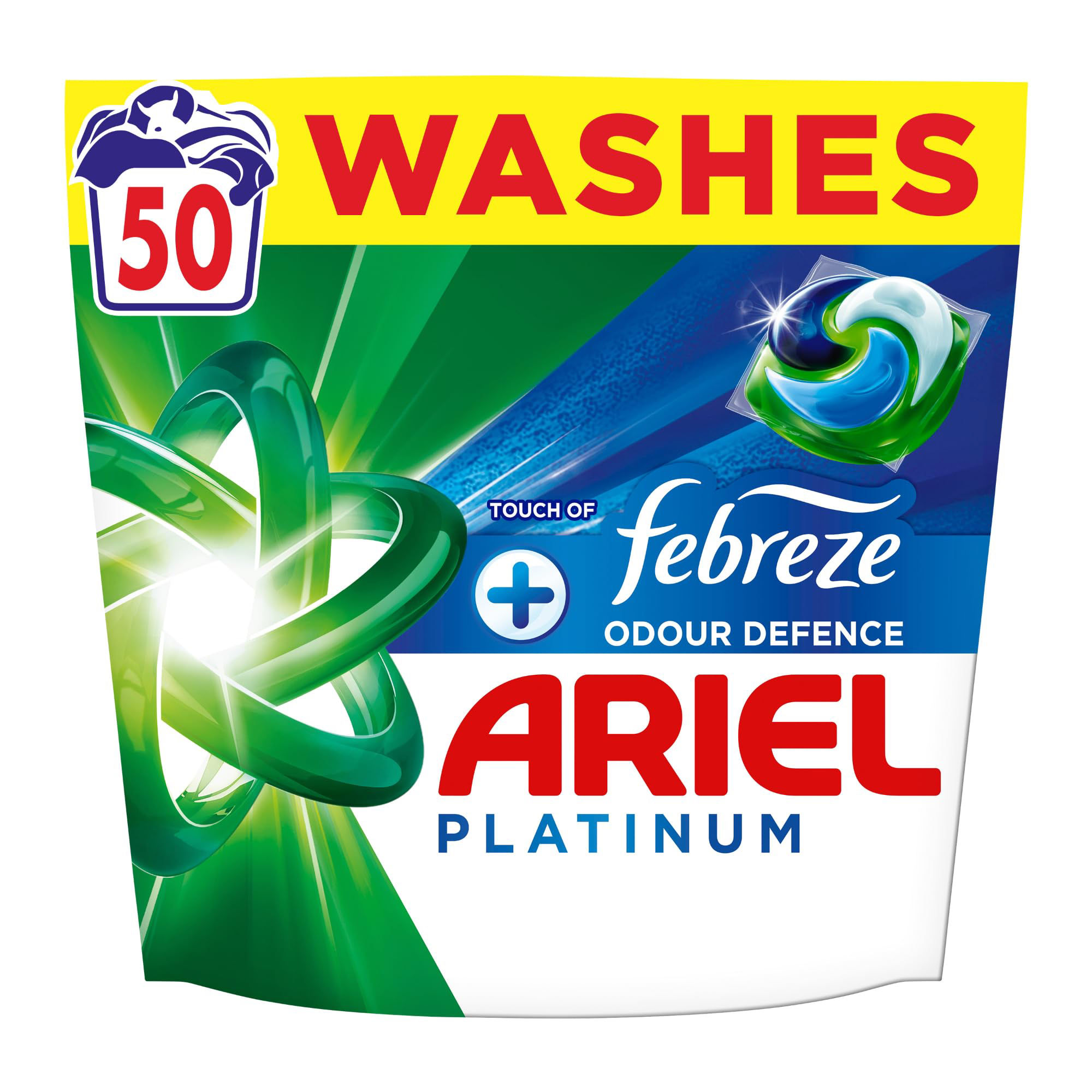 Ariel Platinum PODS® 4in1 Laundry Detergent Capsules – 50 Washes + Febreze Odour