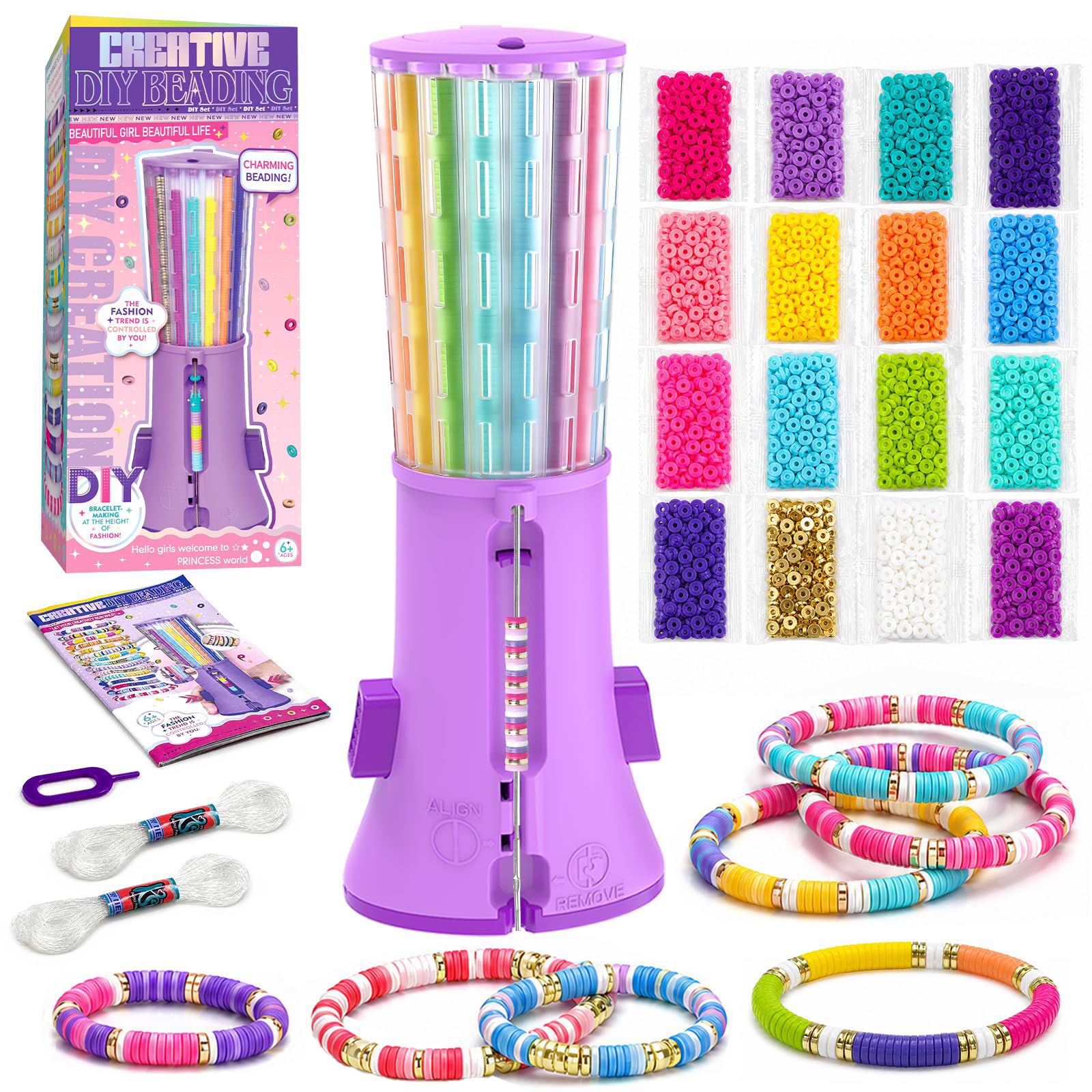 Heishi Bracelet Maker Kit – 2600+ Beads & Spinner Tray