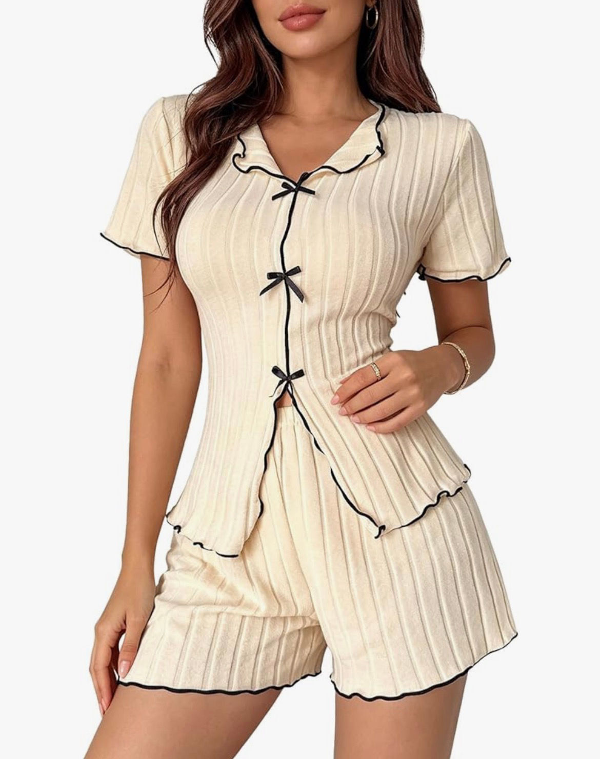 Women’s Short Sleeve Pyjama Set – Apricot