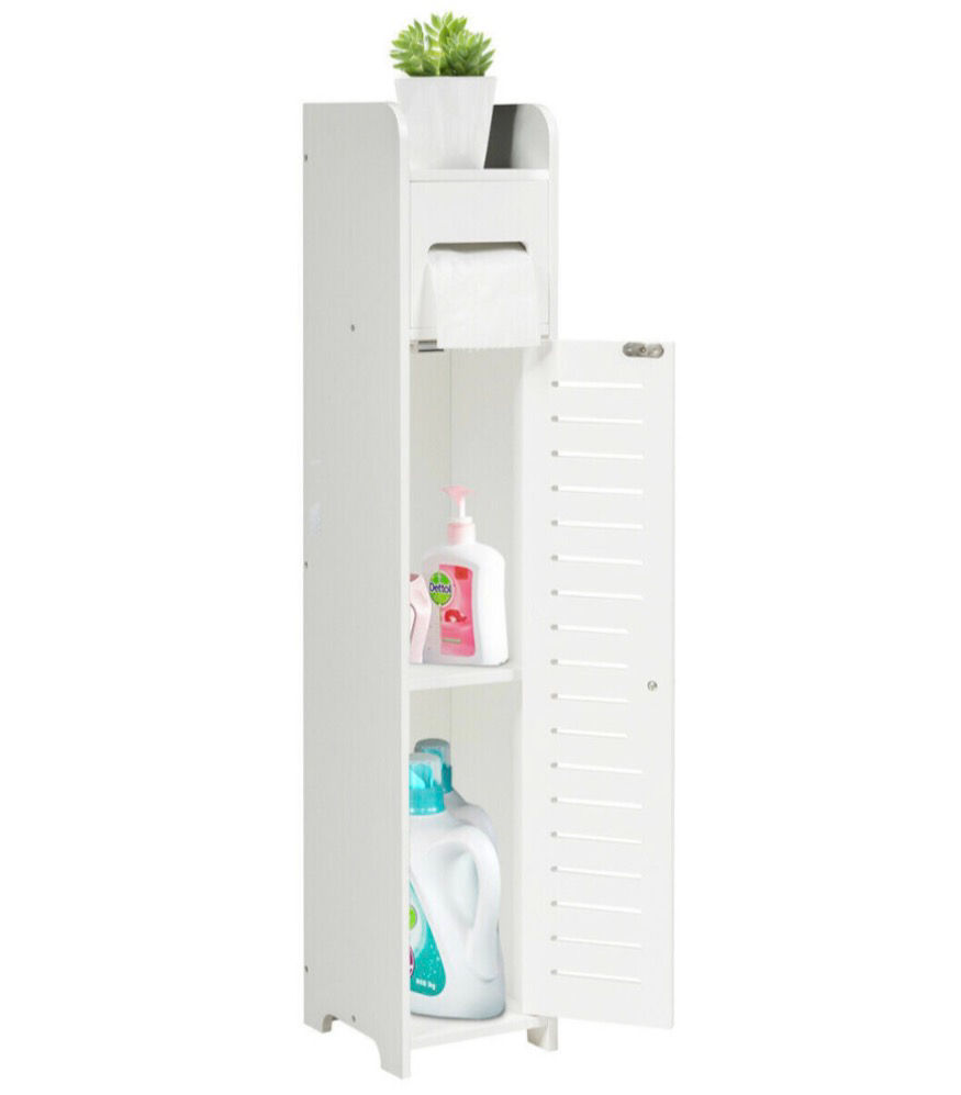 Thumbnail: Wood Bathroom Storage Cabinet with Toilet Roll Holder