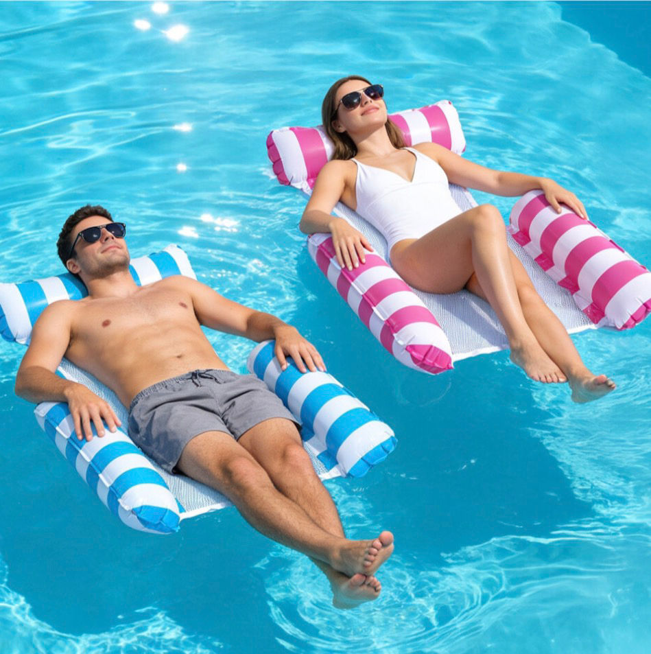 Thumbnail: Set of 2 Inflatable Floating Water Hammocks – Pool Lounger Chairs