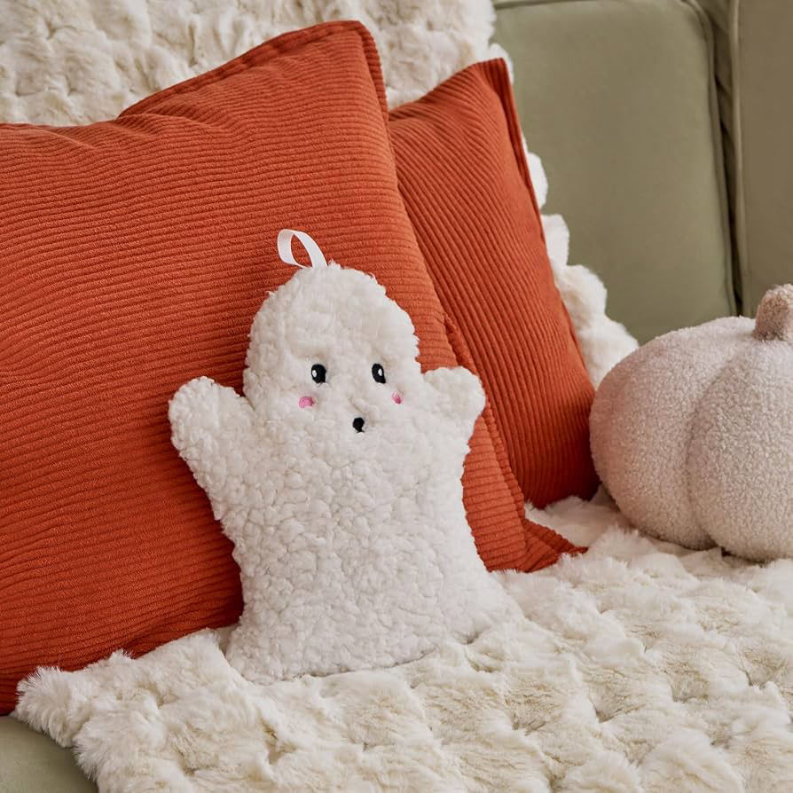 Cream Ghost Plush Microwavable Heat Pad