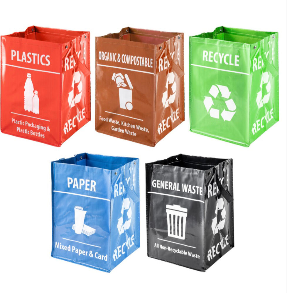 Pack of 5 Reusable Recycling Bags with Handles