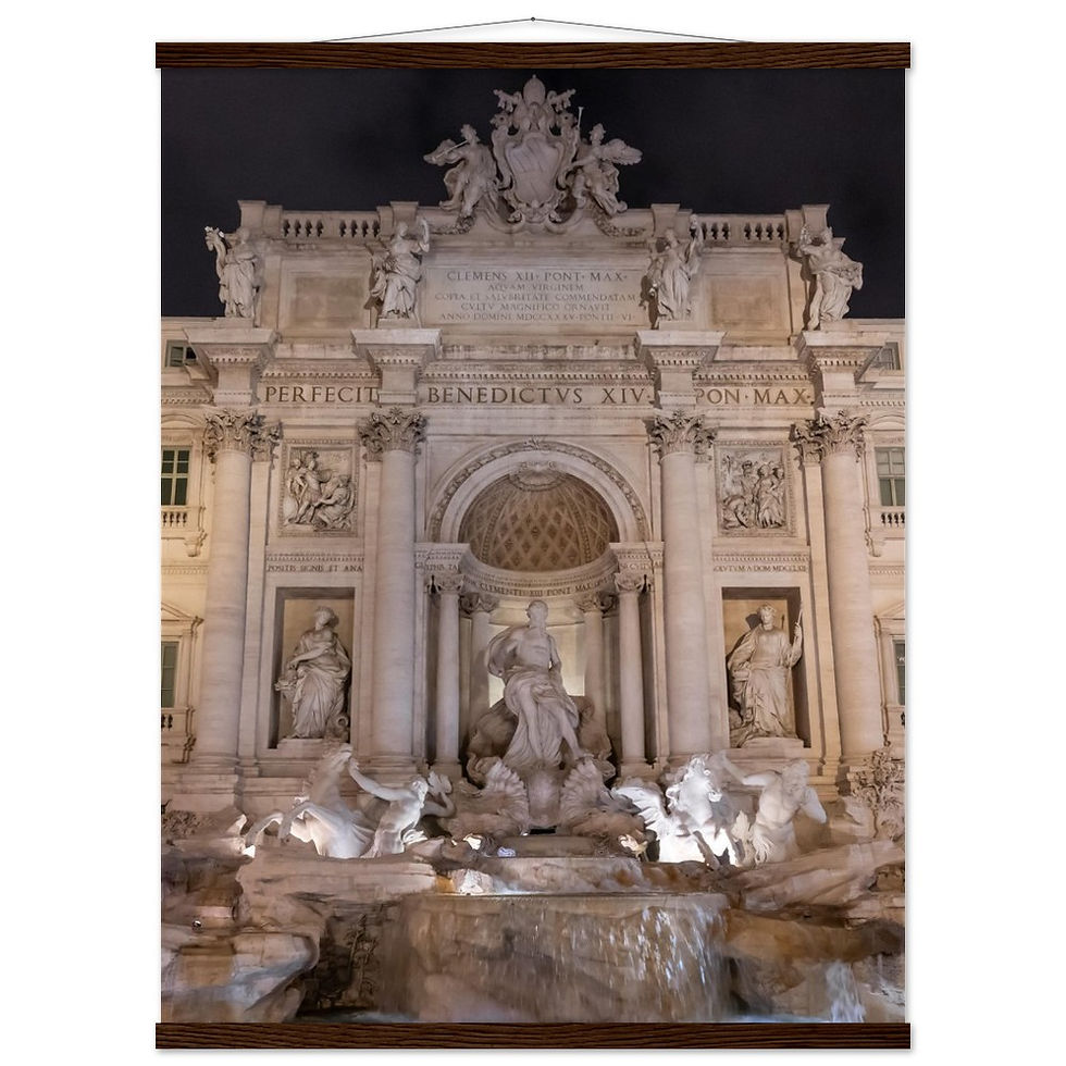 Thumbnail: Trevi Fountain in Rome Fireworks Poster with Hanger