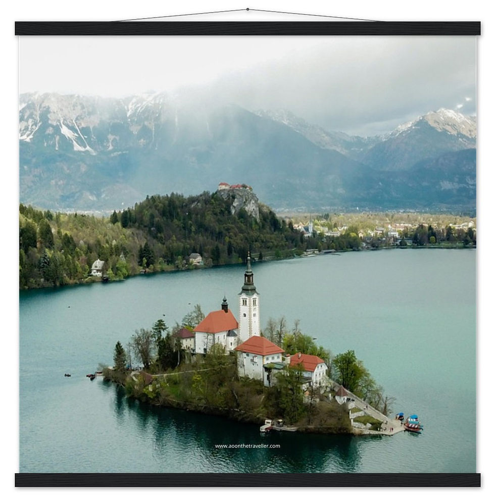 Lake Bled Matte Paper Poster with Wooden Hanger