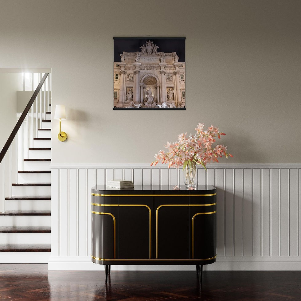 Thumbnail: Trevi Fountain in Rome Fireworks Poster with Hanger