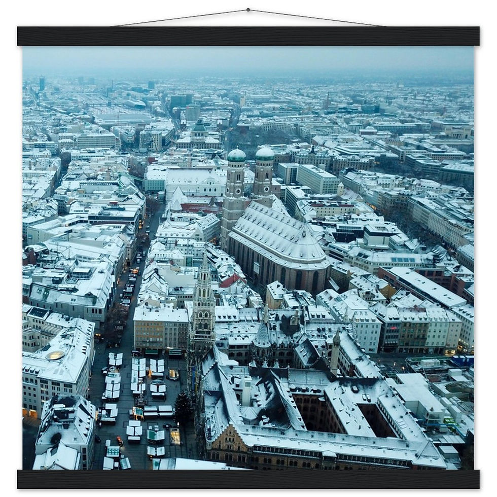 Thumbnail: Munich Snowy Christmas Market Poster with Hanger