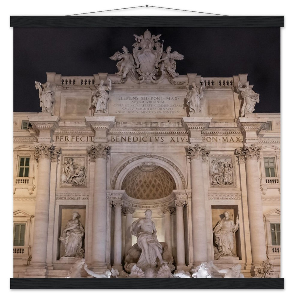 Thumbnail: Trevi Fountain in Rome Fireworks Poster with Hanger