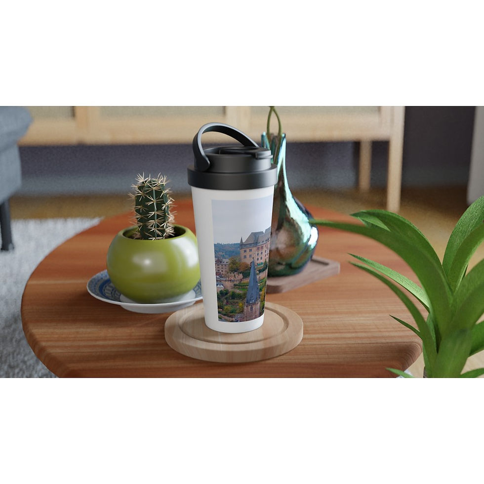 Marburg White Stainless Steel Travel Mug, Germany Coffee Tumbler Gift