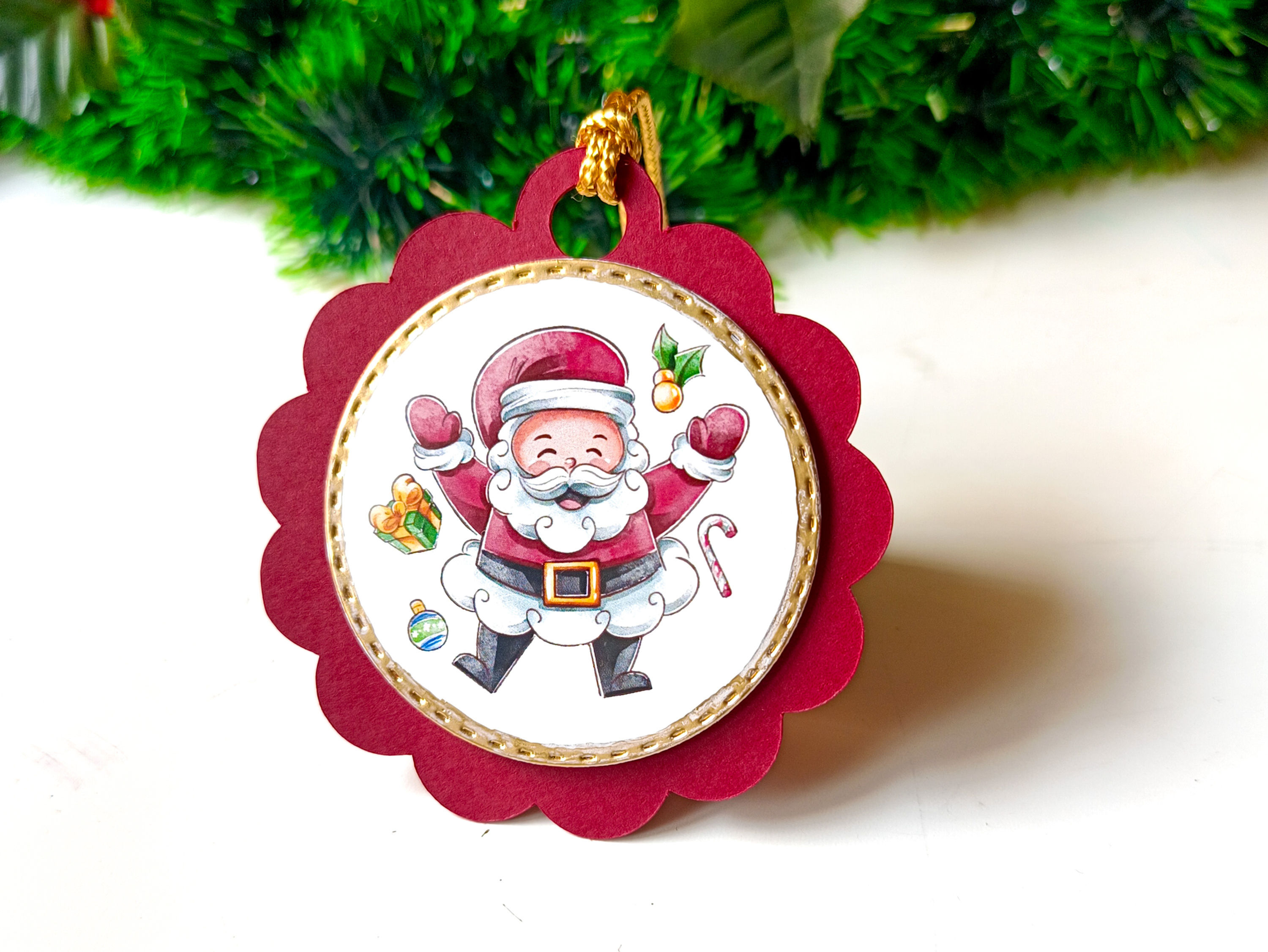 Handmade Christmas Tags — Scalloped Santa Series - Set A