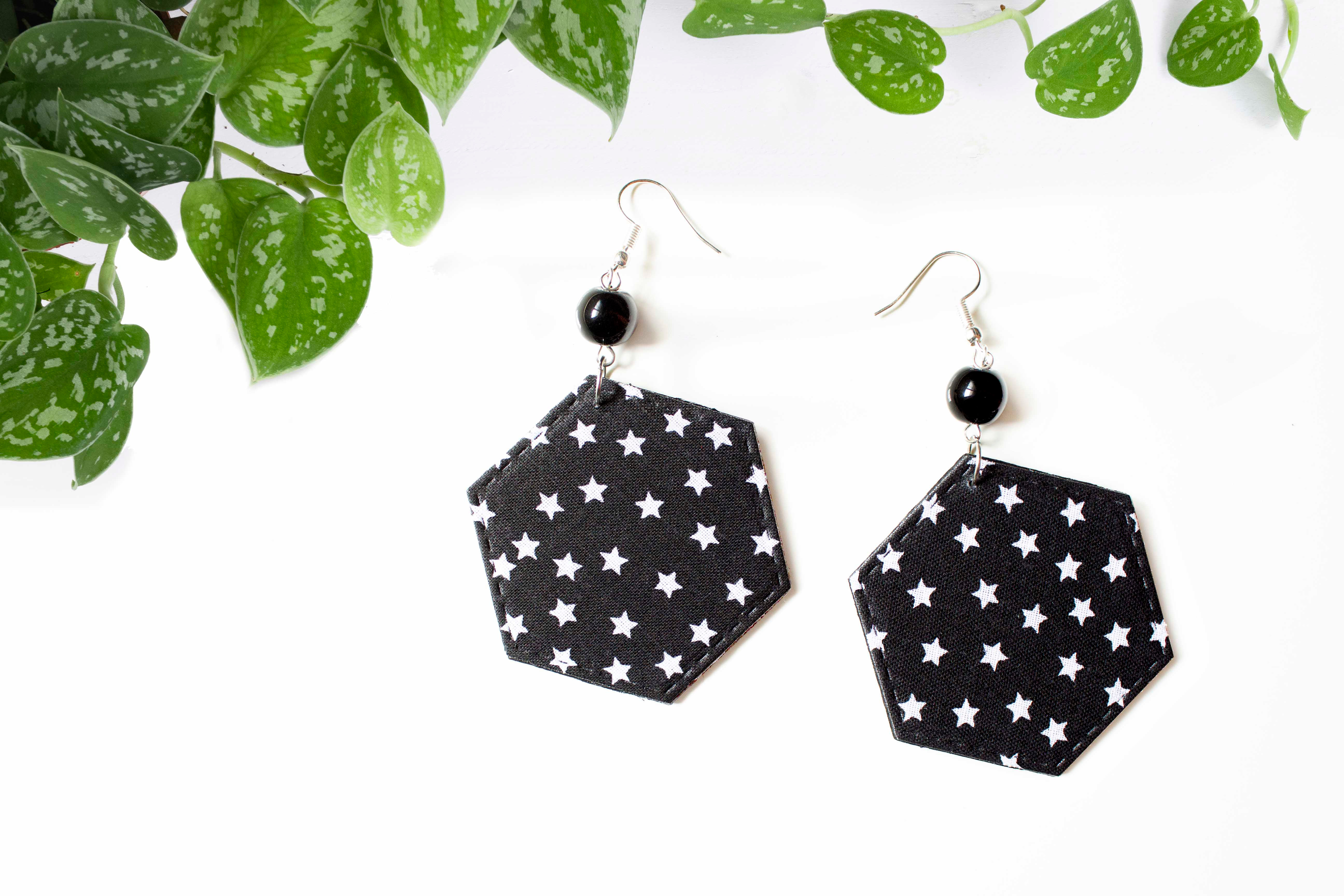 White Star Hexagon Earring