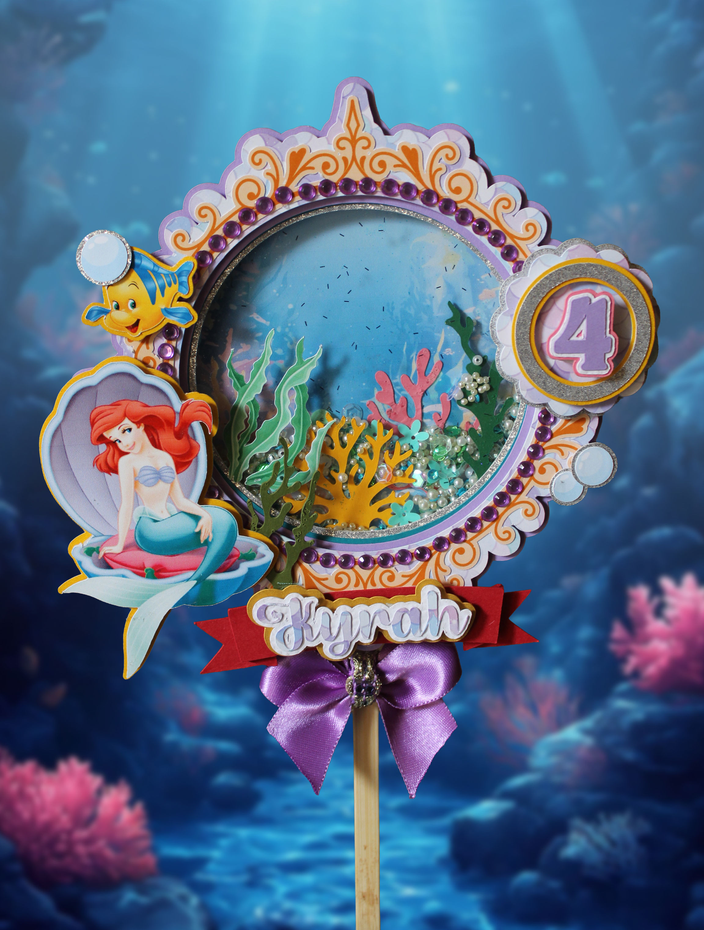 Little Mermaid Theme Cake Topper | Handmade Under the Sea Birthday Decoration