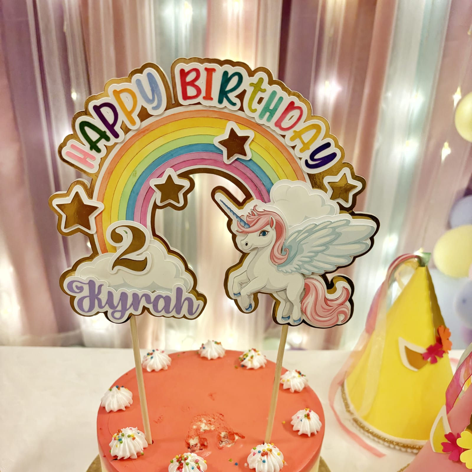 Unicorn Theme Cake Topper | Handmade Custom Birthday Cake Decoration