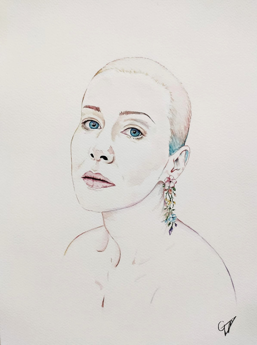 Miniatura: Portret kobiecy - akwarela