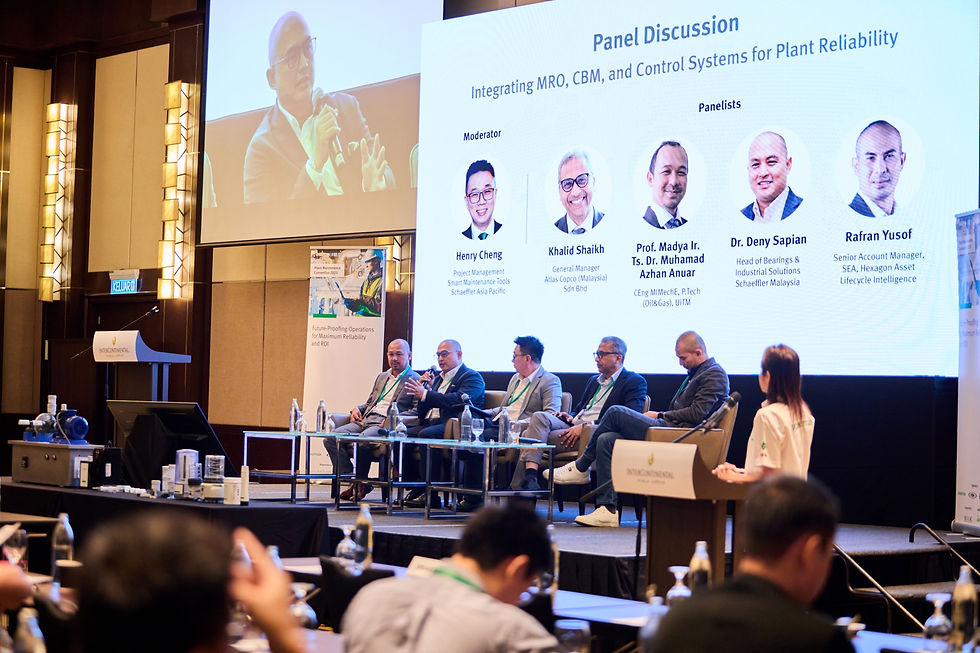 Dr. Deny Sapian, Head of Bearings & Industrial Solutions, Schaeffler Malaysia, sharing his perspective during a panel discussion on Integrating MRO, CBM, and Control Systems for Plant Reliability