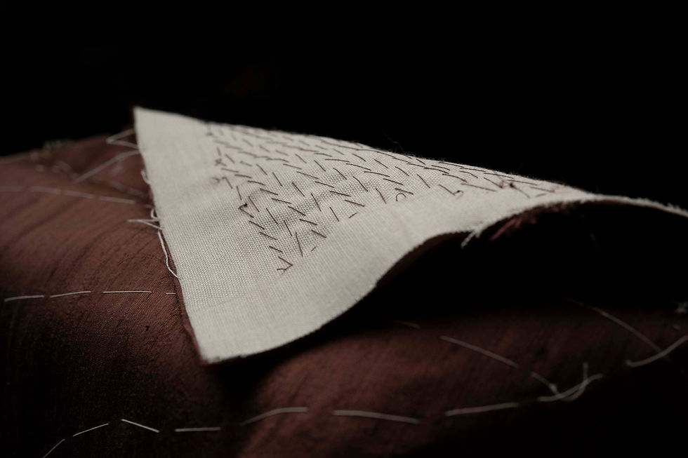 Hand-attached wool canvas on a Silk Dupion Jacket - The Peak from The Suitstainable Man..