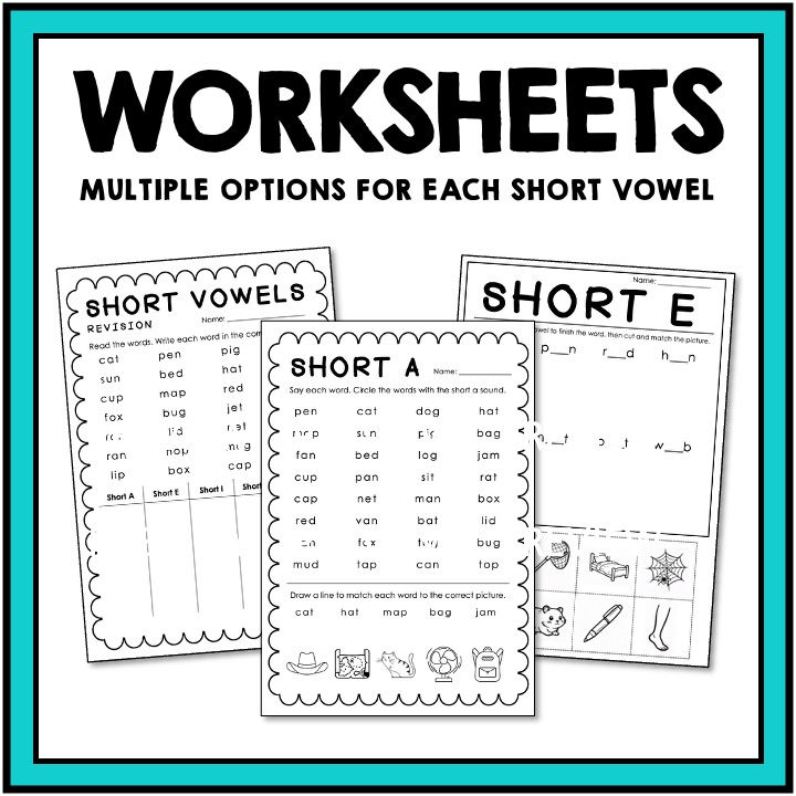 Thumbnail: Short Vowel Worksheets + Short Vowel Review + Sort + Passages