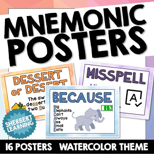 Spelling Tricks & Mnemonic Posters Displays - Spelling Common Words Strategies