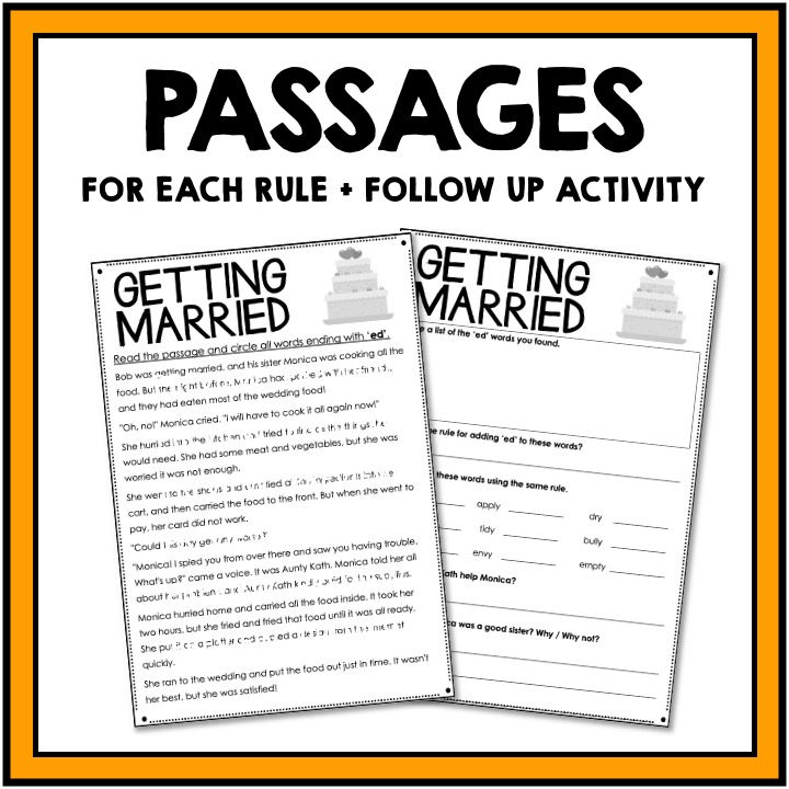 Thumbnail: Suffix ED - Adding ED - ED Endings Passages + Worksheets + Word Sorts Suffixes