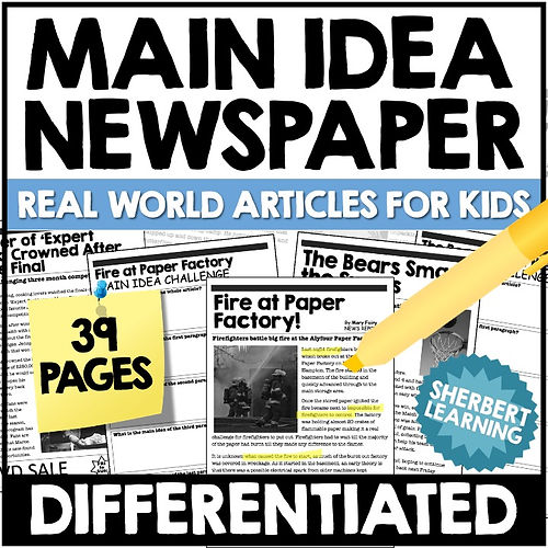 Main Idea Newspaper - Differentiated Reading Passages Worksheets Comprehensions