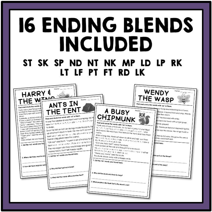 Thumbnail: Ending Blends Worksheets Final Blends Worksheets st sk sp nd nt nk mp rd ld lp