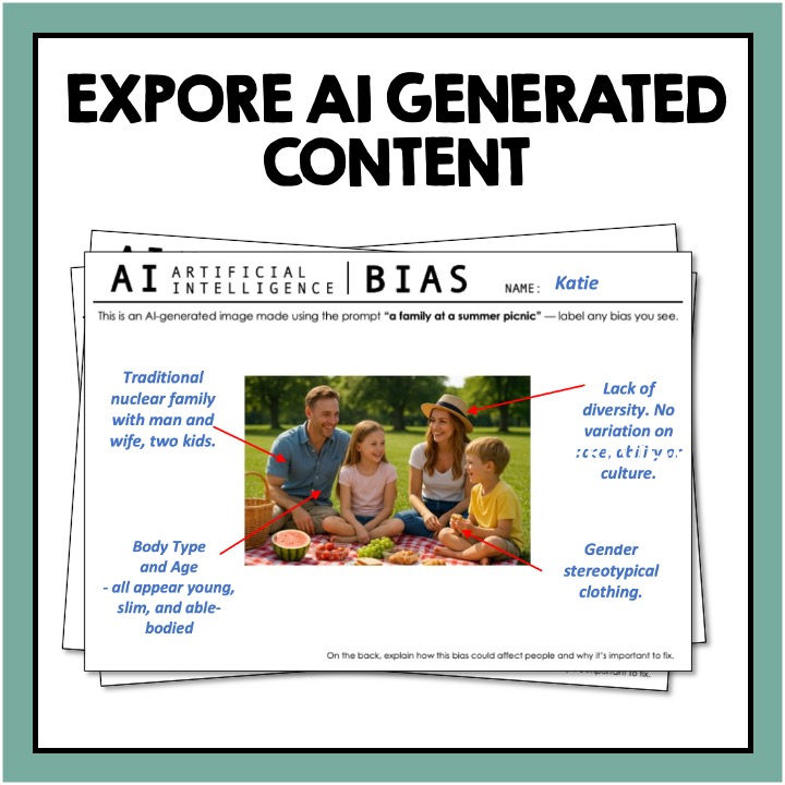 Thumbnail: AI Artificial Intelligence & Bias - Worksheets + Activities + Slides