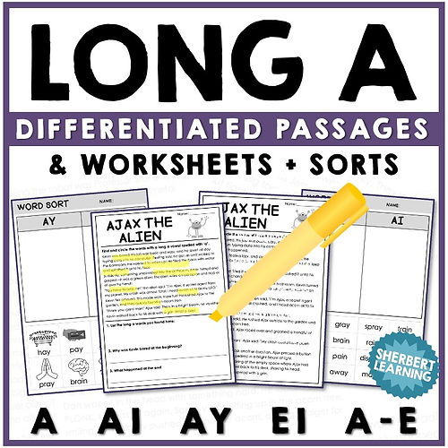 Long A Vowel A A-E AI AY EI Reading Passages + Worksheets Vowel Teams Activities