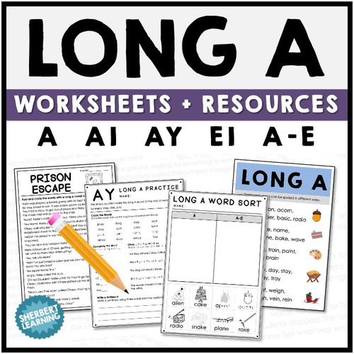 Long A Vowel A A-E AI AY EI Reading Passages + Worksheets Vowel Teams ...