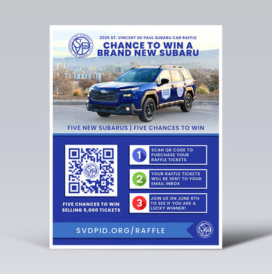 A flyer for a 2026 Subaru car raffle.