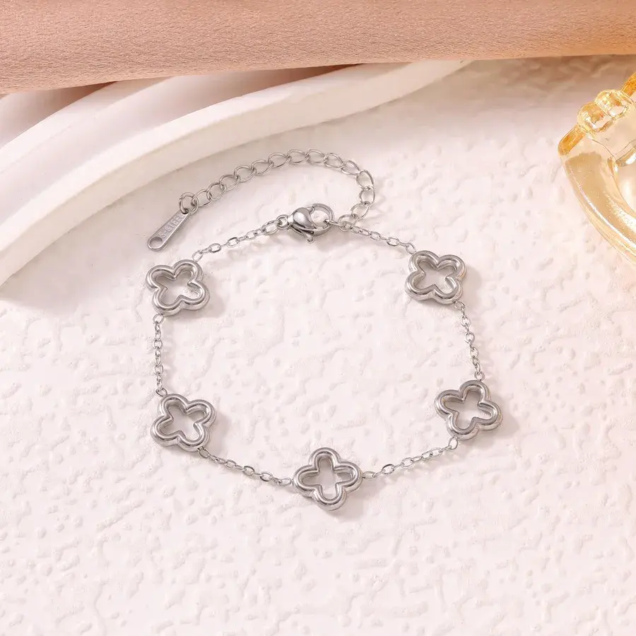 Thumbnail: Four Leaf Clover Jewelry Titanium Steel With 18K Real Gold Plat