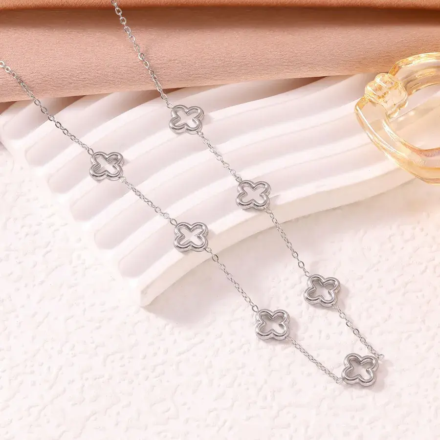 Thumbnail: Four Leaf Clover Jewelry Titanium Steel With 18K Real Gold Plat