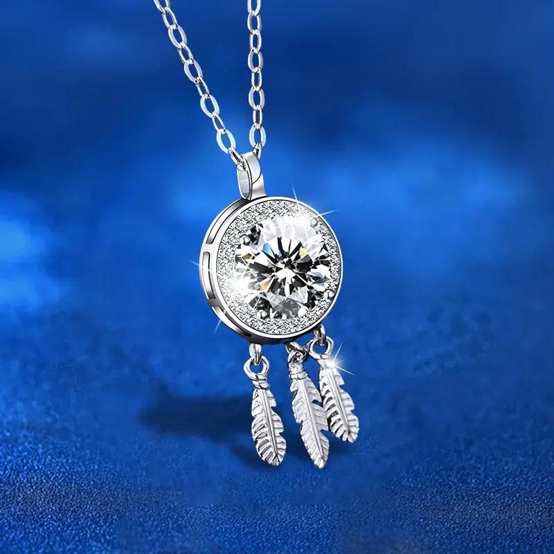 Dream Catcher 925 Sterling Silver Moissanite GRA Inlay