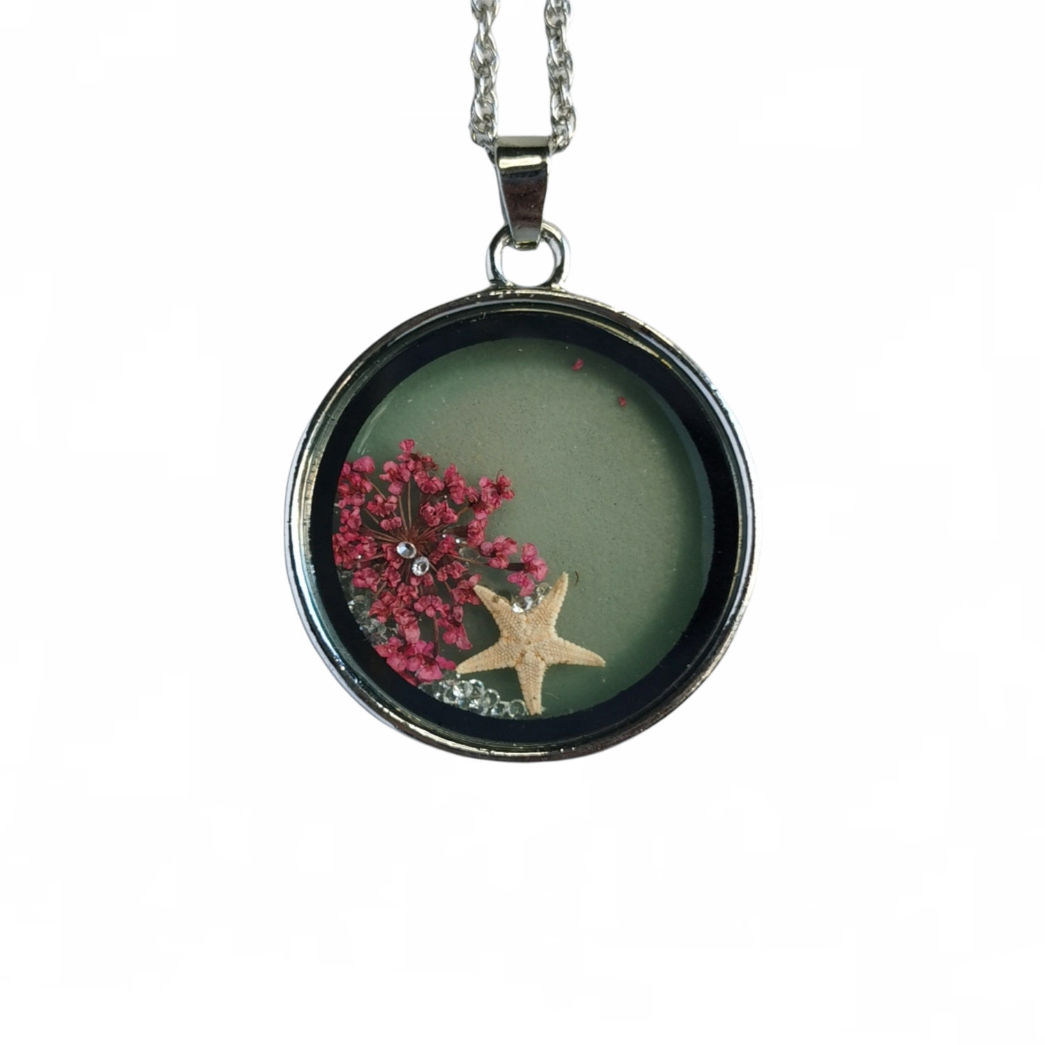 COLLAR LUMINISCENTE ESTRELLA + FLORES ROSAS