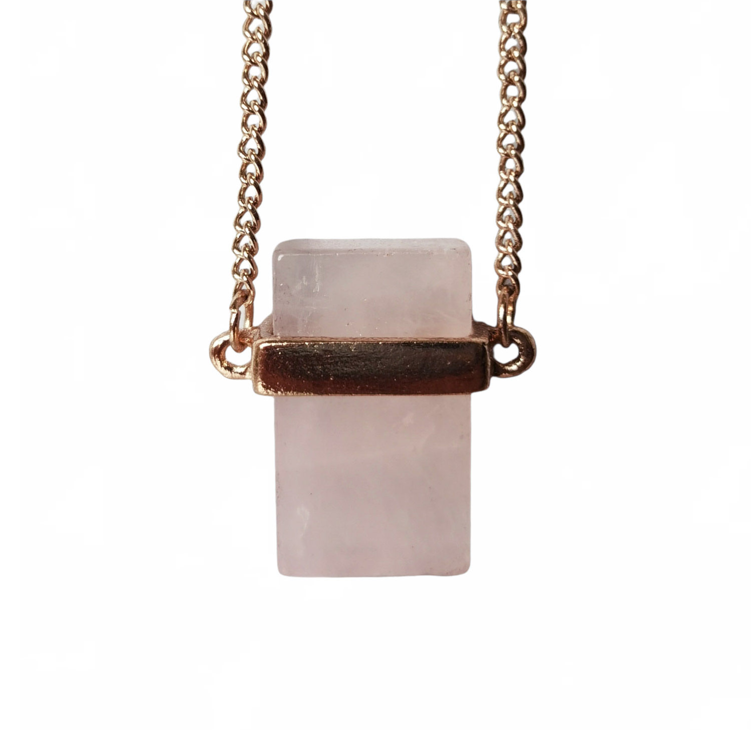 COLLAR RECTANGULAR CUARZO ROSA
