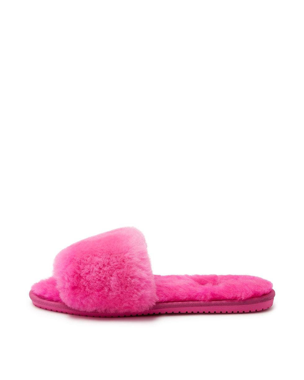 Thumbnail: Original UGG Australia Pink Single Strap Fluffy Slides
