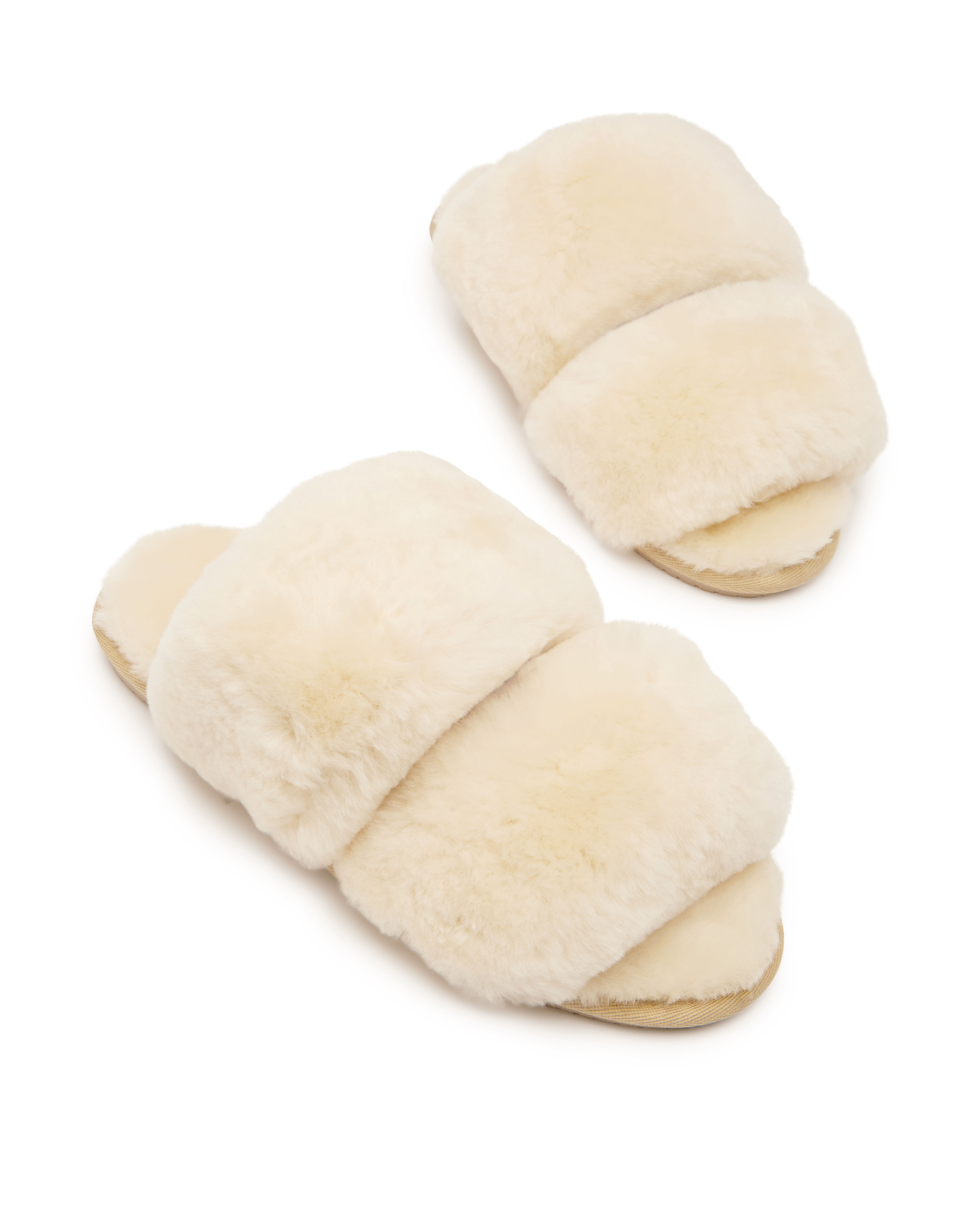 Original UGG Australia Natural Double Strap Fluffy Slides