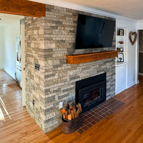 Custom Stone Fireplace on an outside corner