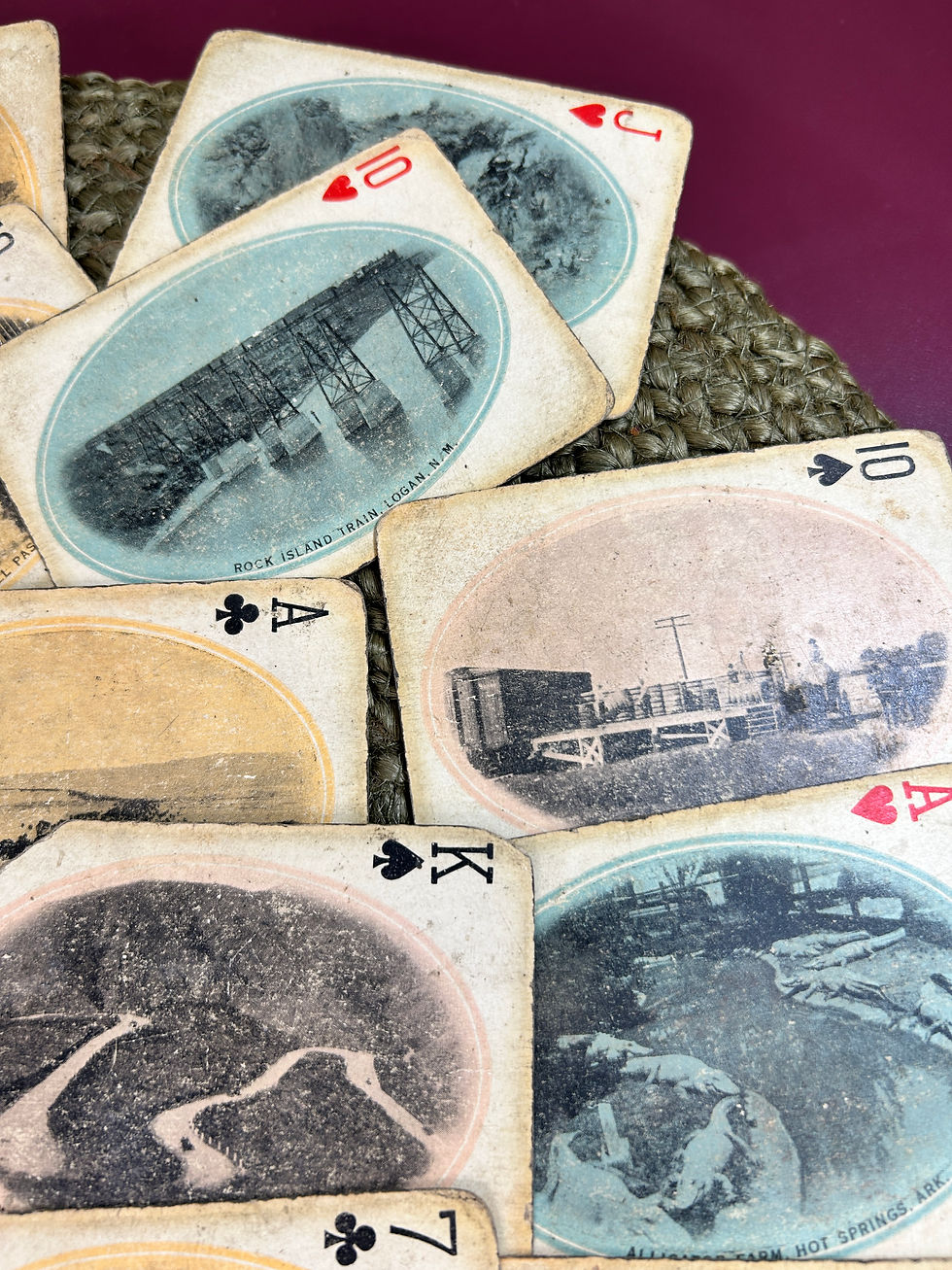Thumbnail: Lot of 25 Antique Rock Island Souvenir Playing Cards Scenes From Around America