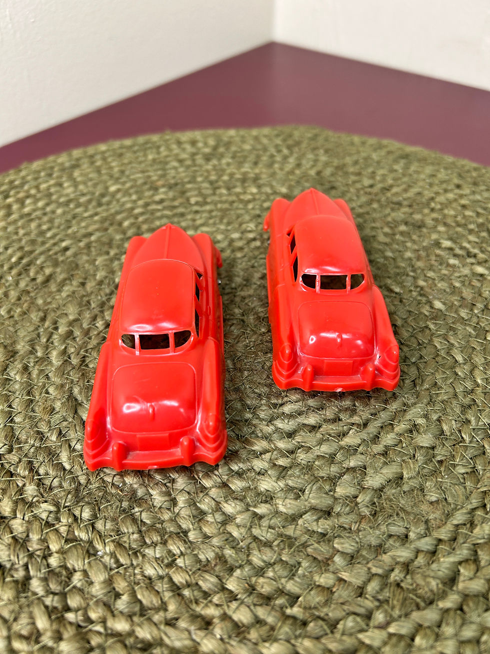 Thumbnail: Set of 2 Vintage Hubley Kiddie Toy Red Squad Cars Plastic Vehicles 
