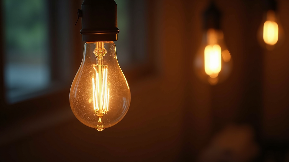 Close-up view of a glowing incandescent light bulb