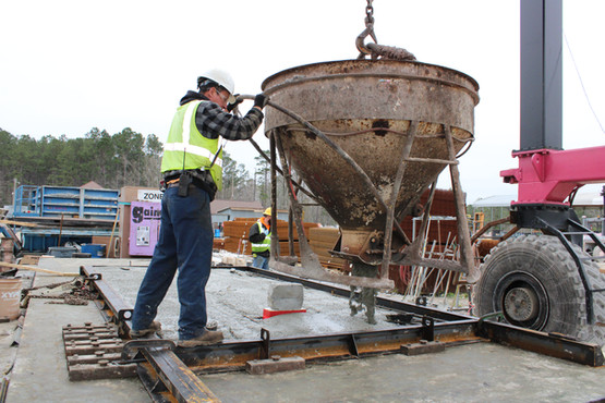 Pouring  the concrete Slabs of Modular Platforms