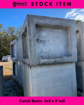 Precast Concrete Catch Basin- 3x3 by 3' Tall