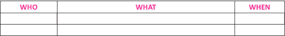 Who will do What by When Example